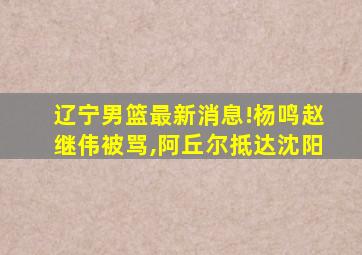 辽宁男篮最新消息!杨鸣赵继伟被骂,阿丘尔抵达沈阳