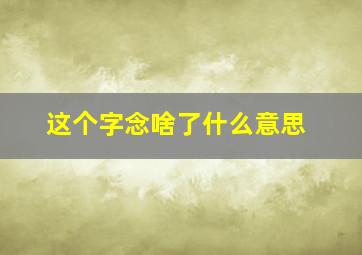 这个字念啥了什么意思