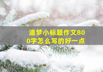 追梦小标题作文800字怎么写的好一点