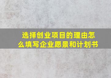 选择创业项目的理由怎么填写企业愿景和计划书