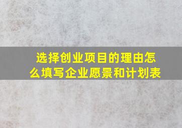 选择创业项目的理由怎么填写企业愿景和计划表