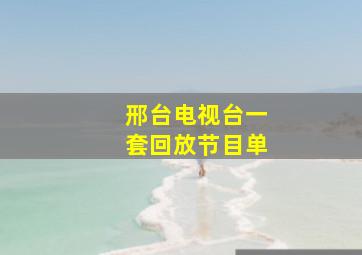 邢台电视台一套回放节目单