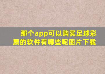 那个app可以购买足球彩票的软件有哪些呢图片下载