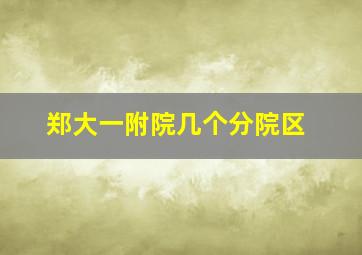 郑大一附院几个分院区