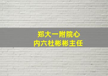 郑大一附院心内六杜彬彬主任