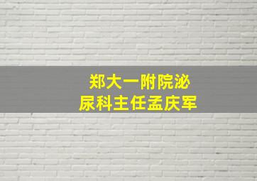 郑大一附院泌尿科主任孟庆军