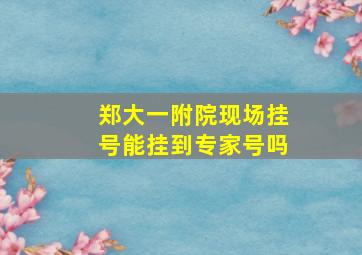 郑大一附院现场挂号能挂到专家号吗