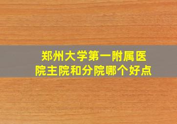 郑州大学第一附属医院主院和分院哪个好点