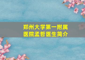 郑州大学第一附属医院孟哲医生简介