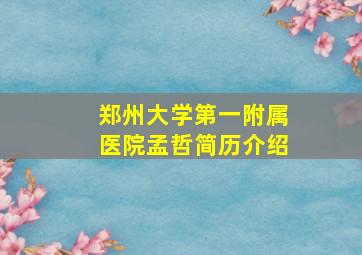 郑州大学第一附属医院孟哲简历介绍