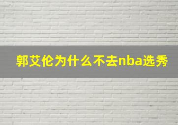 郭艾伦为什么不去nba选秀