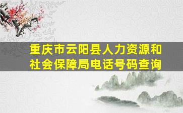 重庆市云阳县人力资源和社会保障局电话号码查询