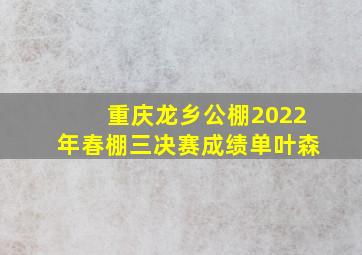 重庆龙乡公棚2022年春棚三决赛成绩单叶森