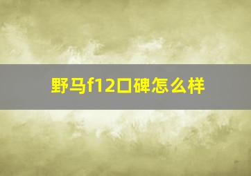 野马f12口碑怎么样