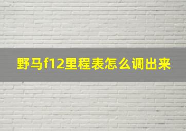 野马f12里程表怎么调出来