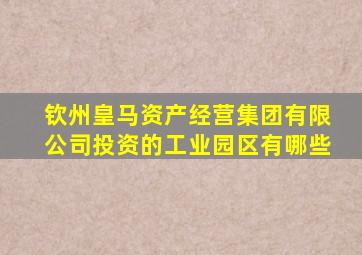 钦州皇马资产经营集团有限公司投资的工业园区有哪些