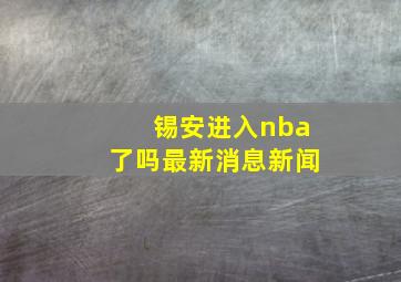 锡安进入nba了吗最新消息新闻