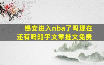 锡安进入nba了吗现在还有吗知乎文章推文免费