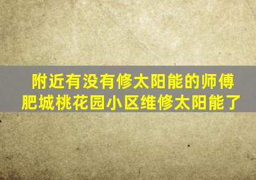 附近有没有修太阳能的师傅肥城桃花园小区维修太阳能了