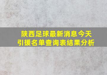 陕西足球最新消息今天引援名单查询表结果分析