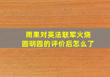 雨果对英法联军火烧圆明园的评价后怎么了