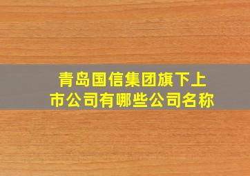 青岛国信集团旗下上市公司有哪些公司名称