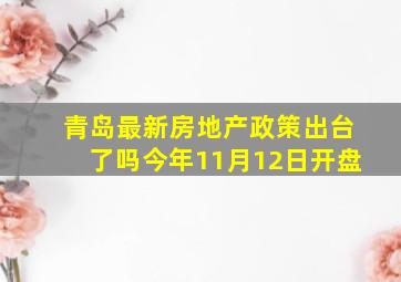 青岛最新房地产政策出台了吗今年11月12日开盘