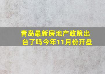 青岛最新房地产政策出台了吗今年11月份开盘