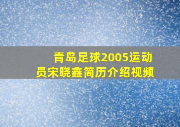 青岛足球2005运动员宋晓鑫简历介绍视频