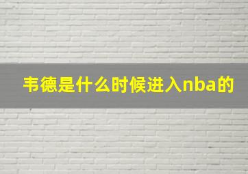 韦德是什么时候进入nba的