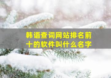 韩语查词网站排名前十的软件叫什么名字