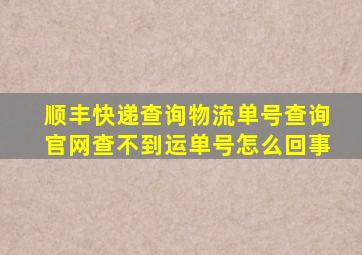 顺丰快递查询物流单号查询官网查不到运单号怎么回事