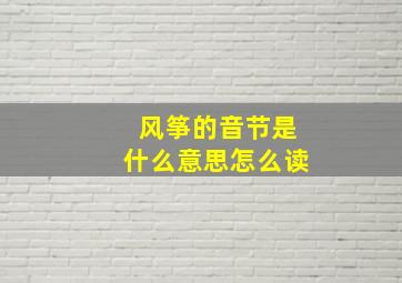 风筝的音节是什么意思怎么读