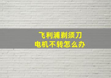 飞利浦剃须刀电机不转怎么办