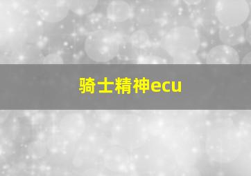 骑士精神ecu