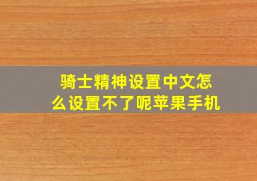 骑士精神设置中文怎么设置不了呢苹果手机