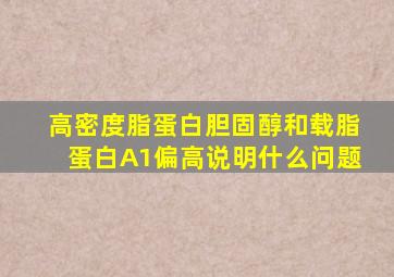 高密度脂蛋白胆固醇和载脂蛋白A1偏高说明什么问题