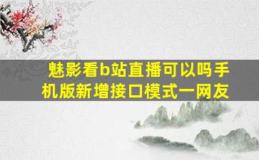 魅影看b站直播可以吗手机版新增接口模式一网友