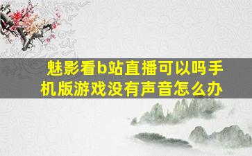 魅影看b站直播可以吗手机版游戏没有声音怎么办