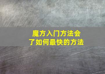 魔方入门方法会了如何最快的方法