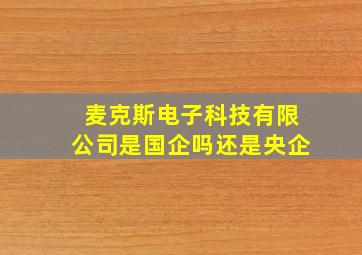 麦克斯电子科技有限公司是国企吗还是央企