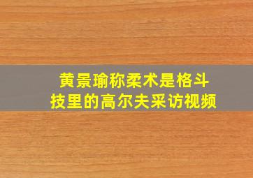 黄景瑜称柔术是格斗技里的高尔夫采访视频