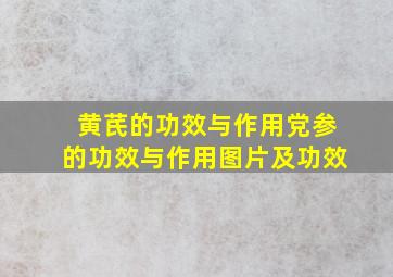 黄芪的功效与作用党参的功效与作用图片及功效