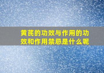 黄芪的功效与作用的功效和作用禁忌是什么呢