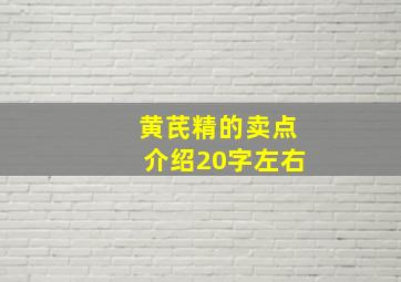 黄芪精的卖点介绍20字左右