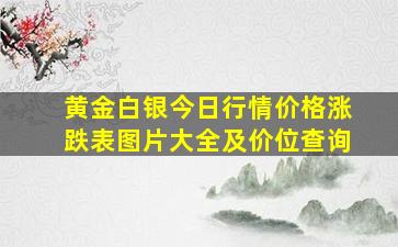 黄金白银今日行情价格涨跌表图片大全及价位查询