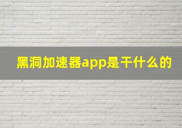 黑洞加速器app是干什么的