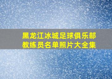 黑龙江冰城足球俱乐部教练员名单照片大全集