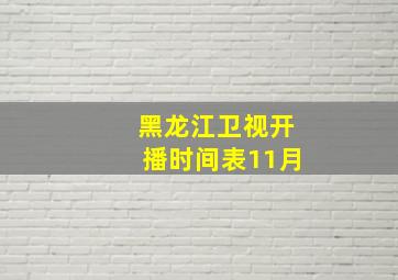 黑龙江卫视开播时间表11月