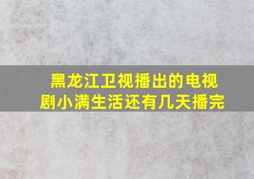 黑龙江卫视播出的电视剧小满生活还有几天播完